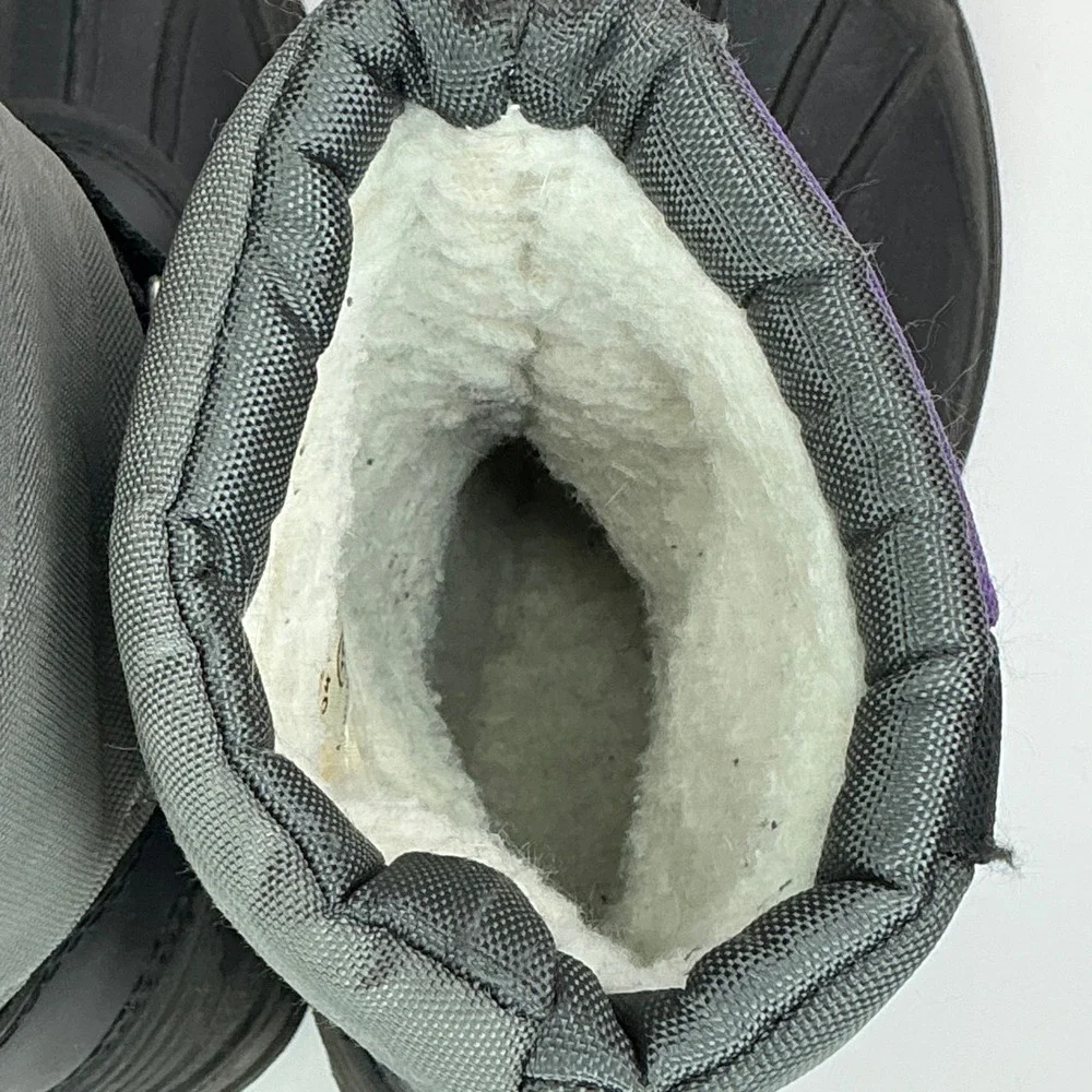 Black Gray Purple Snow Boots Kids Size 10 Waterproof Winter B84143I